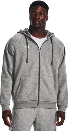 Rückansicht von Under Armour Rival Kapuzenjacke Herren castlerock light heather-white