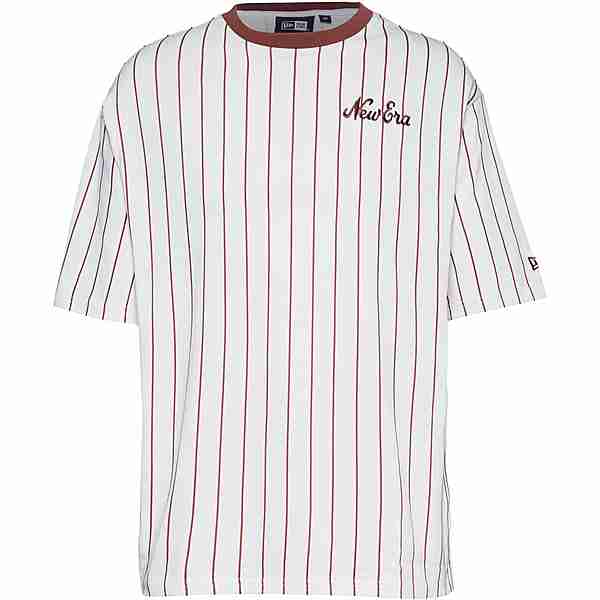 New Era Pinstripe Oversize T-Shirt Herren off white-red