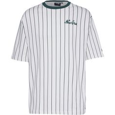 New Era Pinstripe Oversize T-Shirt Herren off white-dark green