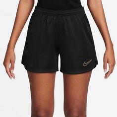 Rückansicht von Nike Academy 23 Fußballshorts Damen black-black-metallic gold