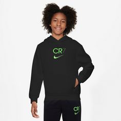Rückansicht von Nike CR7 Hoodie Kinder black-green strike