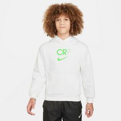 Rückansicht von Nike CR7 Hoodie Kinder white-green strike