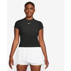 Rückansicht von Nike Advantage Tennisshirt Damen black-black-black-white