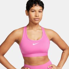 Rückansicht von Nike SWSH MED Sport-BH Damen playful pink-white