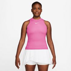 Rückansicht von Nike Advantage Funktionstank Damen playful pink-playful pink-white