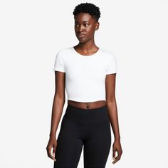 Rückansicht von Nike ONE FITTED Dri-Fit Croptop Damen white-black