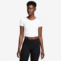 Rückansicht von Nike ONE FITTED Dri-Fit Croptop Damen white-black