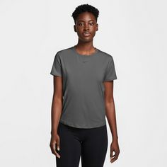 Rückansicht von Nike ONE CLASSIC Dri-Fit Funktionsshirt Damen iron grey-black