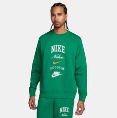 Rückansicht von Nike Club Sweatshirt Herren malachite-sail-safety orange