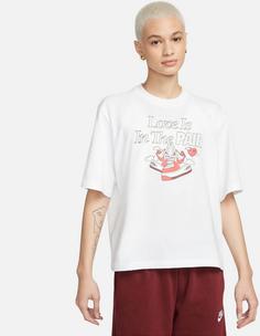 Rückansicht von Nike Boxy Valentin T-Shirt Damen white-white-adobe