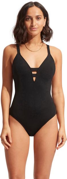 Rückansicht von Seafolly Collective Badeanzug Damen black