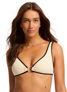 Rückansicht von Seafolly Beach Bound Bikini Oberteil Damen ecru