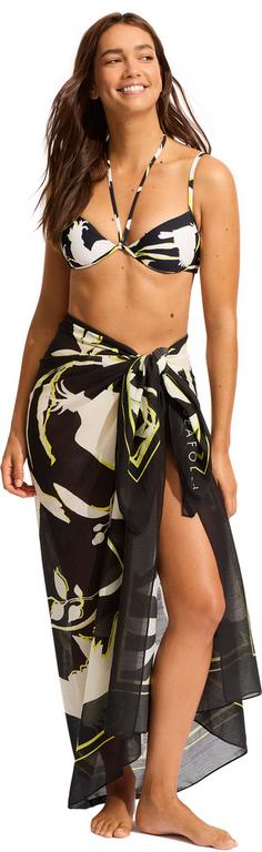 Rückansicht von Seafolly Birds of Paradise Tuch Damen black