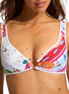 Rückansicht von Seafolly Wish You Were Here Bikini Oberteil Damen fuchsiaros