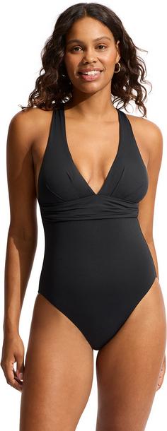 Rückansicht von Seafolly Collective Badeanzug Damen black