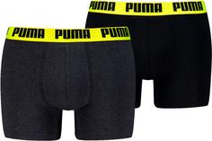 PUMA EVERYDAY BASIC Boxershorts Herren dark grey melange-yellow