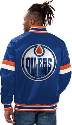 Rückansicht von Starter Edmonton Oilers Bomberjacke Herren navy