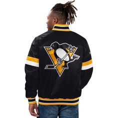 Rückansicht von Starter Pittsburgh Penguins Bomberjacke Herren black
