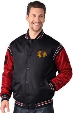 Rückansicht von Starter Chicago Blackhawks Bomberjacke Herren black-red