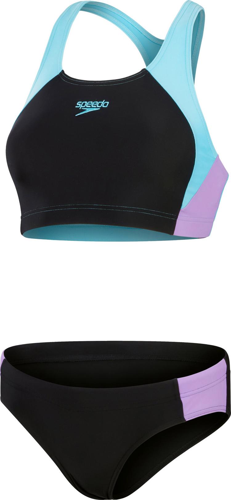 SPEEDO SPEEDO Colourblock Splice Bikini Set Damen - black-sweet purple-picton blue - 0 | SportScheck