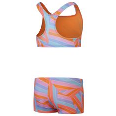 Rückansicht von SPEEDO Eco Endurance Flex Bikini Set Kinder pumpkin spice-marine blue-curious blue-funny pink-coral