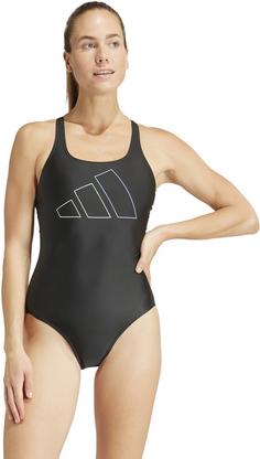 Rückansicht von adidas Big Bars Schwimmanzug Damen black