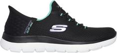 Rückansicht von Skechers Summits Sneaker Damen blackmesh-turquoise-purpletrim