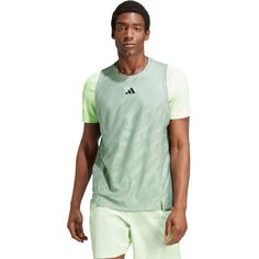 Rückansicht von adidas Pro Tennisshirt Herren silver green-green spark