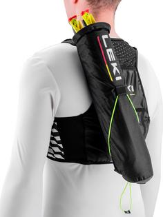 Rückansicht von LEKI Trail Running Quiver Vest Laufrucksack black-white-bright red