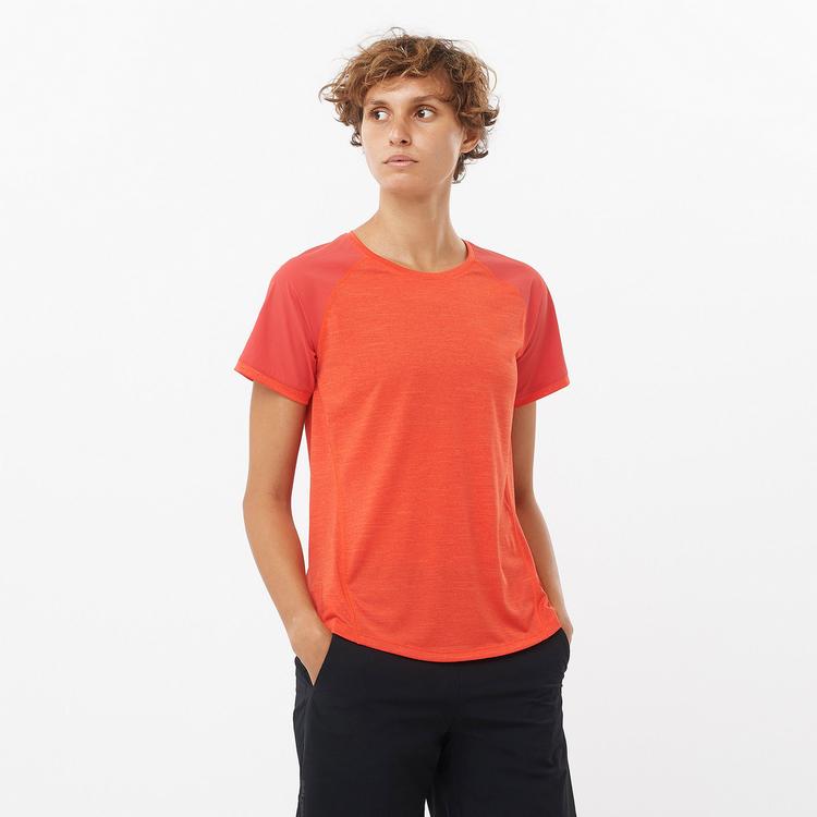 Salomon Salomon OUTLINE Funktionsshirt Damen - cherry tomato-valiant poppy - 0 | SportScheck