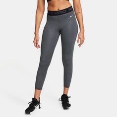 Rückansicht von Nike Pro 7/8-Tights Damen anthracite-black-white