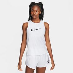 Rückansicht von Nike ONE SWSH HBR Funktionstank Damen white-black