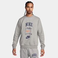 Rückansicht von Nike Club Sweatshirt Herren dk grey heather-safety orange