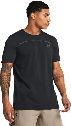 Rückansicht von Under Armour Rush Wordmark Funktionsshirt Herren black-mod gray-black