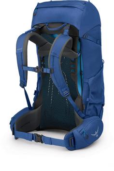 Rückansicht von Osprey Rook 65 Trekkingrucksack Herren astology blue-blue flame