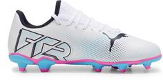 Rückansicht von PUMA FUTURE 7 PLAY FG/AG Jr Fußballschuhe Kinder puma white-puma black-poison pink