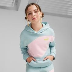 Rückansicht von PUMA POWER COLORBLOCK Hoodie Kinder turquoise surf