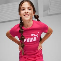 Rückansicht von PUMA ESSENTIALS LOGO T-Shirt Kinder garnet rose