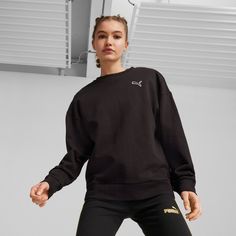 Rückansicht von PUMA Better Essentials Sweatshirt Damen puma black