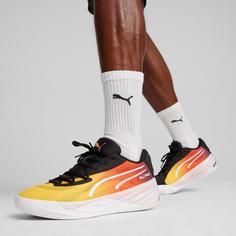 Rückansicht von PUMA All-Pro Nitro SHOWTIME Basketballschuhe Herren yellow sizzle-purple glimmer