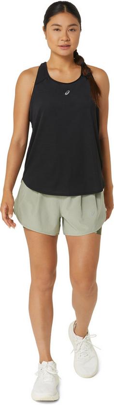 Rückansicht von ASICS ROAD Laufshorts Damen olive grey-olive grey