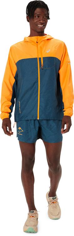 Rückansicht von ASICS FUJITRAIL Laufjacke Herren fellow yellow-magnetic blue