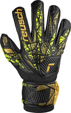 Rückansicht von Reusch ATTRAKT INFINITY FINGER SUPPORT Torwarthandschuhe black-gold-yellow-black