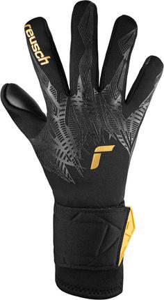 Rückansicht von Reusch PURE CONTACT INFINITY JUNIOR Torwarthandschuhe Kinder black-gold-black