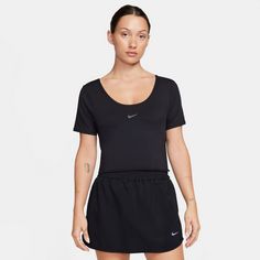 Rückansicht von Nike One Classics Dri-FIT Croptop Damen black-black