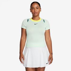 Rückansicht von Nike Advantage Tennisshirt Damen barely green-barely green-black