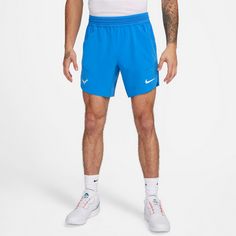 Rückansicht von Nike Rafa Nadal Tennisshorts Herren lt photo blue-lt lemon twist-white