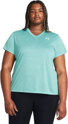 Rückansicht von Under Armour Tech Twist Funktionsshirt Damen radial turquoise-white
