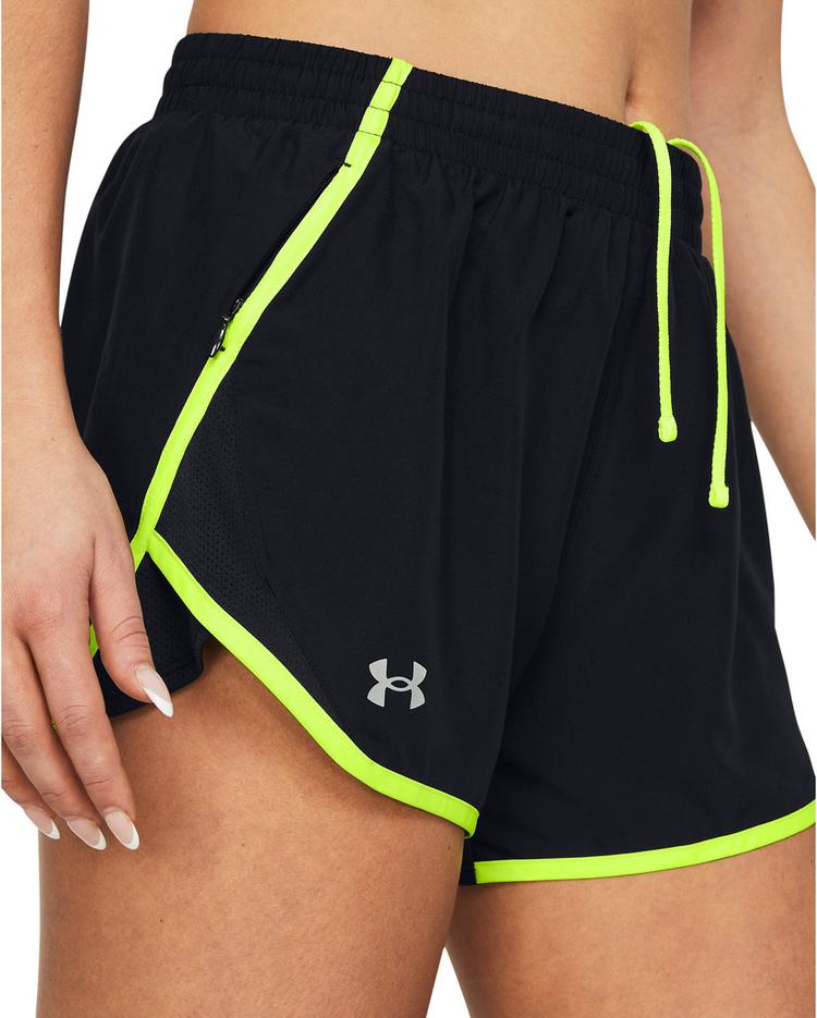 Under Armour Under Armour UA FLY BY 3 SHORTS Laufshorts Damen - black-high-vis yellow-reflective - 2 | SportScheck