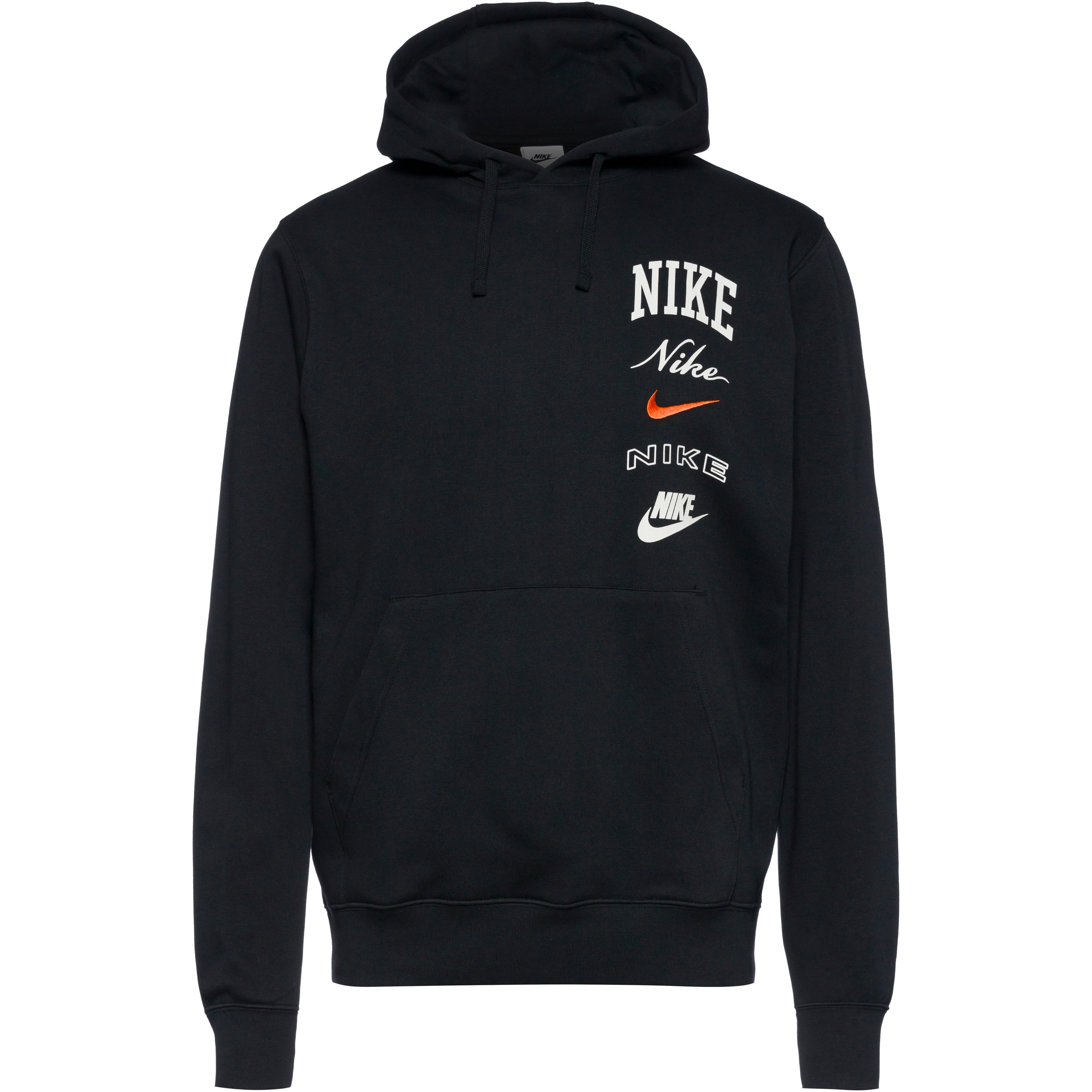 Nike Club Hoodie Herren black sail safety orange im Online Shop von SportScheck kaufen